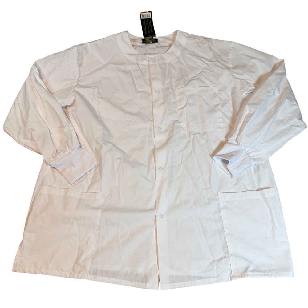 Natural Uniforms Scrub Warm Up Jacket White Snap Front G102 Medium NWT